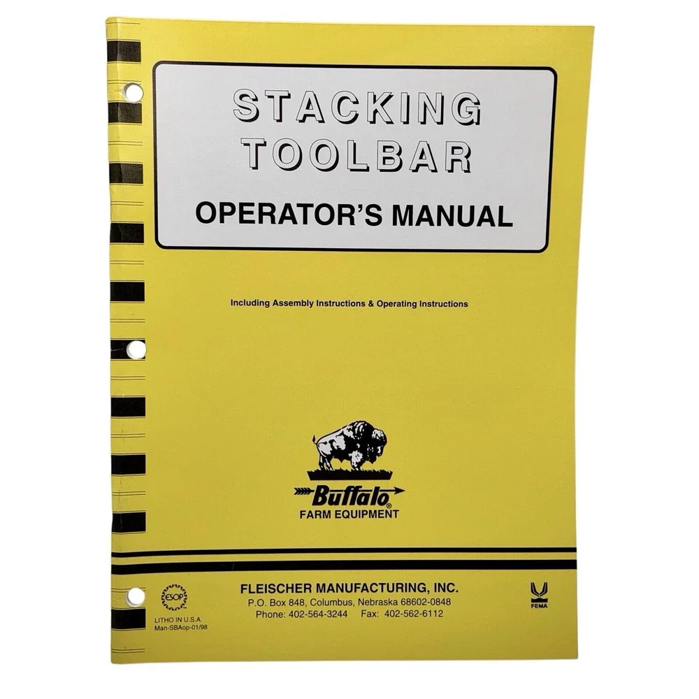 Buffalo, Fleischer Manufacturing‎ Stacking Toolbar Operators Manual